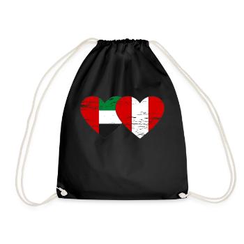 Émirats arabes unis Pérou Drapeau coeur utilisé - Sac de sport léger - noir - Devant