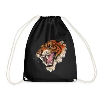 Brüllend Tiger Wildkatze Geschenk Freiheit Natur - Turnbeutel - Schwarz - Vorne