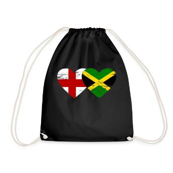 Angleterre Jamaïque drapeau coeur utilisé - Sac de sport léger - noir - Devant