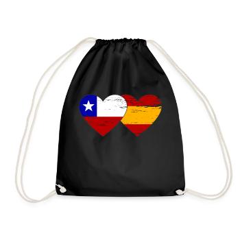 Chili Espagne drapeau coeur utilisé - Sac de sport léger - noir - Devant