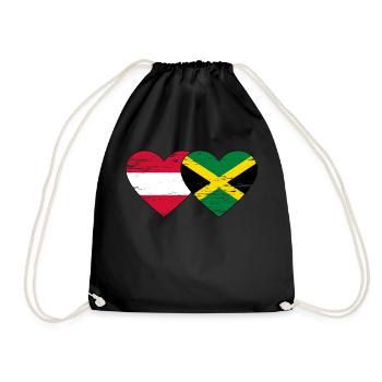 Autriche Jamaïque Drapeau Coeur utilisé - Sac de sport léger - noir - Devant