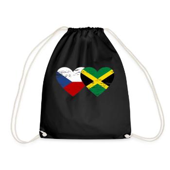 République tchèque Jamaïque Drapeau Coeur utilisé - Sac de sport léger - noir - Devant