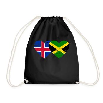 Islande Jamaïque drapeau coeur utilisé - Sac de sport léger - noir - Devant