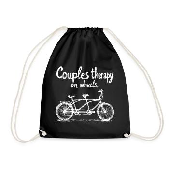 Tandem Cycling for Two Couples Therapy - Drawstring Bag - black - Front