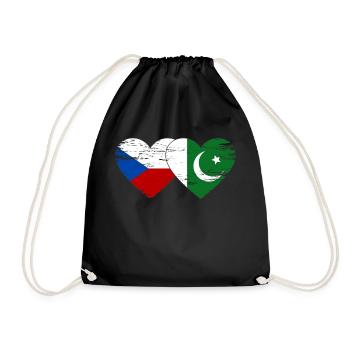 République tchèque Drapeau pakistanais coeur utilisé - Sac de sport léger - noir - Devant