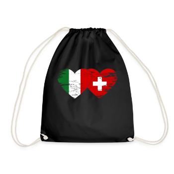 Italie Suisse Drapeau Coeur utilisé - Sac de sport léger - noir - Devant