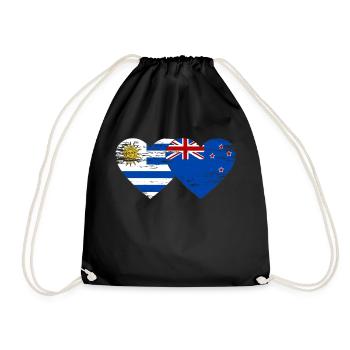 Uruguay Nouvelle-Zélande drapeau coeur utilisé - Sac de sport léger - noir - Devant