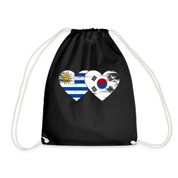 Uruguay Südkorea Flagge Herz used - Turnbeutel - Schwarz - Vorne