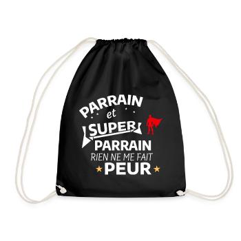 Custom Super Godfather with Caped Heroic - Drawstring Bag - black - Front