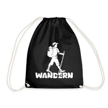 hiking hiker outdoor nature mountains icon logo - Drawstring Bag - black - Front