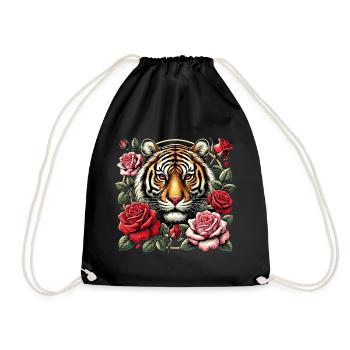 Tigre et roses - Sac de sport léger - noir - Devant