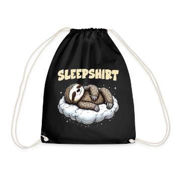 Faultier Sleepshirt Chillen Morgenmuffel - Turnbeutel - Schwarz - Vorne