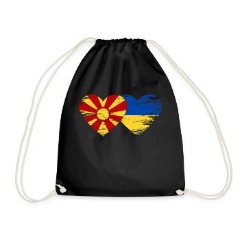 Mazedonien Ukraine Flagge Herz used - Turnbeutel - Schwarz - Vorne