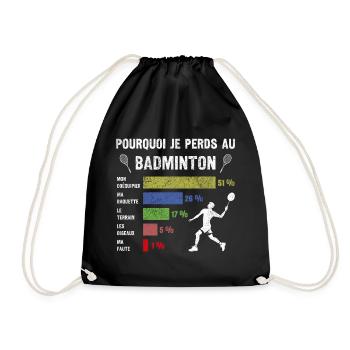 I Can't I Badminton Gift Idea Humor Dad - Drawstring Bag - black - Front
