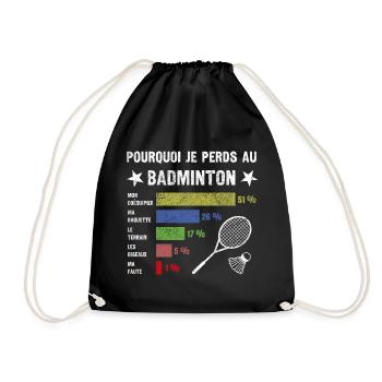 idée cadau badminton Drôle Homme Humour Badminton - Sac de sport léger - noir - Devant