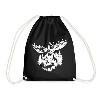 Majestic Moose in Forest Silhouette - Drawstring Bag - black - Front