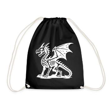 Mythischer Drache Skelett Retro Design - Turnbeutel - Schwarz - Vorne