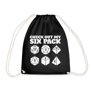 Schau dir mein Sixpack Würfelset RPG Gamer Humor an - Turnbeutel - Schwarz - Vorne
