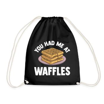 Waffles Gift for Waffle Lovers - Drawstring Bag - black - Front