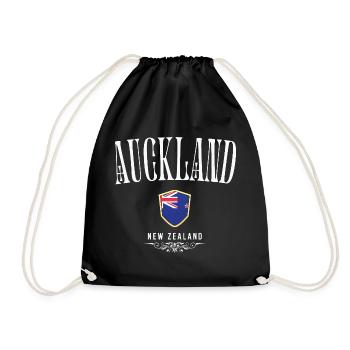 Auckland, Neuseeland, minimalistisches Design - Turnbeutel - Schwarz - Vorne