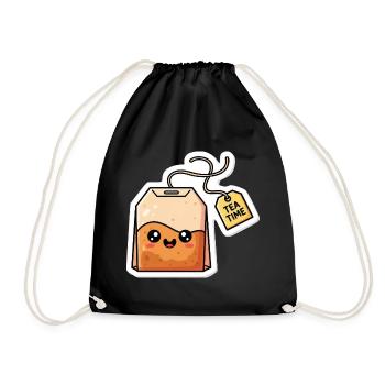 Kawaii Tea Bags Tea Time - Drawstring Bag - black - Front