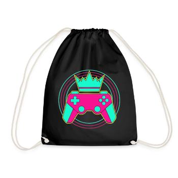 Controller Krone Neon Minimal Zocker Art - Drawstring Bag - black - Front