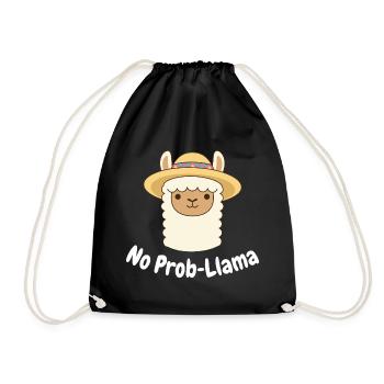 No Prob Lama Llama Cartoon - Turnbeutel - Schwarz - Vorne
