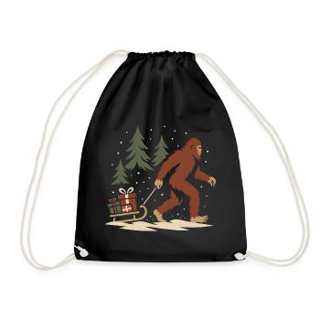 Bigfoot im Schnee - Weihnachtsdesign mit Schlitten - Turnbeutel - Schwarz - Vorne