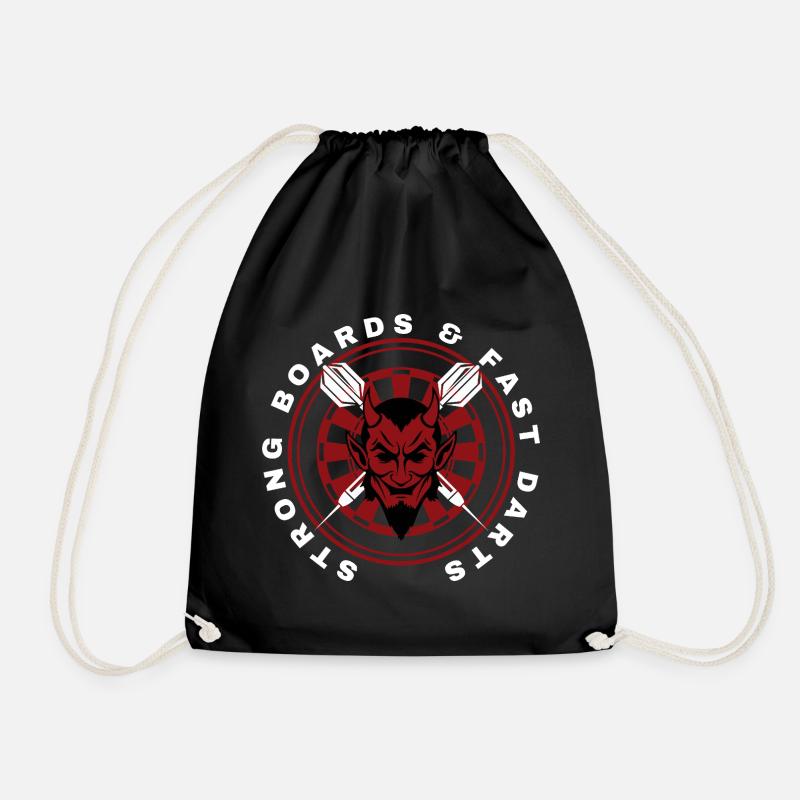 Darts, bullseye, dartboard and devil. - Drawstring Bag - black