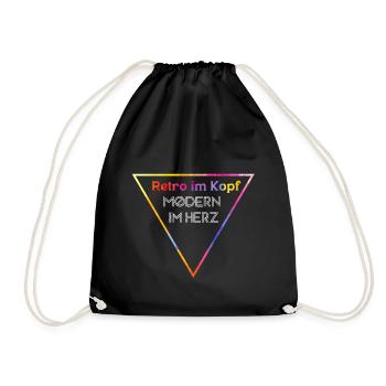 Retro in the head, modern in the heart - Drawstring Bag - black - Front