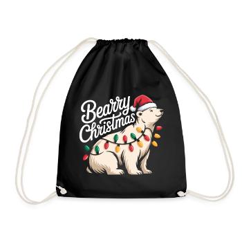 Bearry Christmas Bear Santa Xmas - Drawstring Bag - black - Front