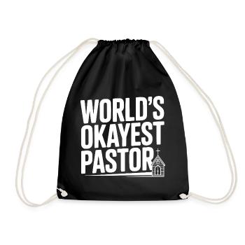 World’s Okayest Pastor - Drawstring Bag - black - Front