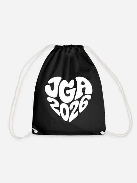 JGA 2026 Herzform - Turnbeutel - Schwarz