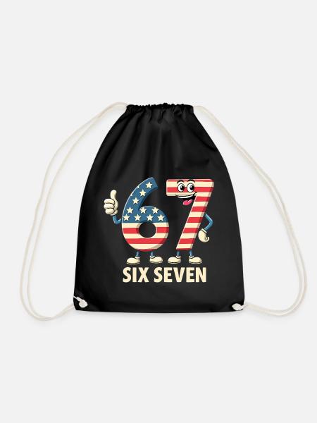 US Flag 67 Memes Six Seven - Turnbeutel - Schwarz
