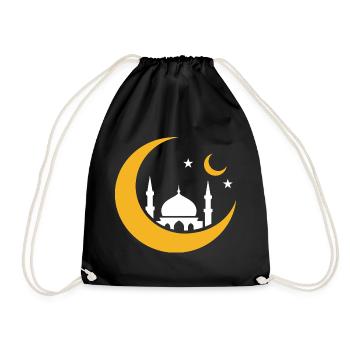 Islam Crescent Moon Moskee Silhouette - Turnbeutel - Schwarz - Vorne