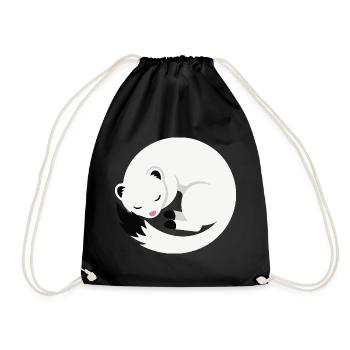 Cute sleeping ermine minimalist style - Drawstring Bag - black - Front