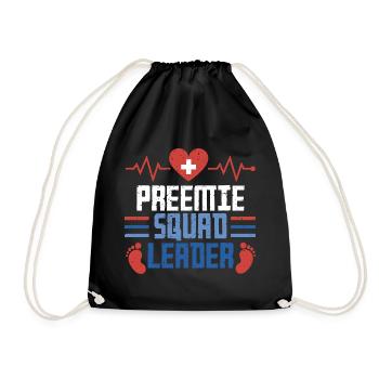 NICU Nurse Preemie Squad Leader - Drawstring Bag - black - Front