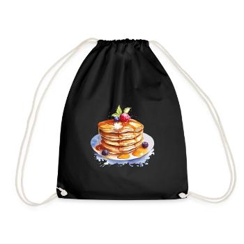 Watercolor pancakes with syrup - Drawstring Bag - black - Front