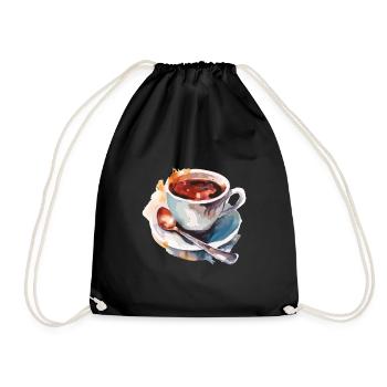 Aquarelle tasse de café aquarelle - Sac de sport léger - noir - Devant