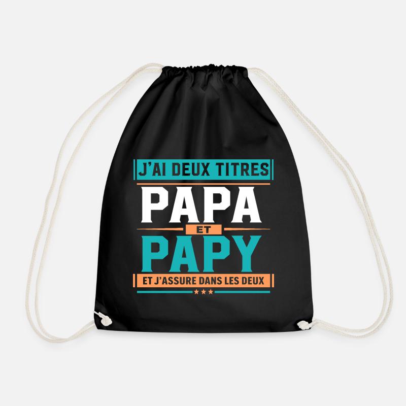 Ich habe zwei Titel: Papa und Opa Geschenkidee - Turnbeutel - Schwarz