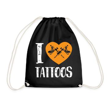 I Love Tattoos Orange Heart Ink Artist Design - Turnbeutel - Schwarz - Vorne