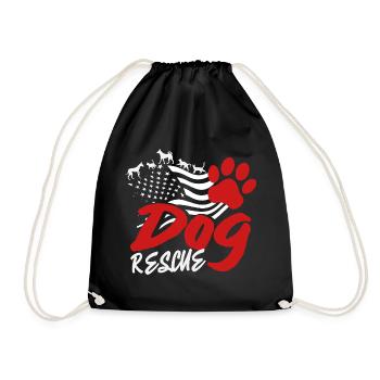 Adopt American Flag Dog Rescue Usa and - Drawstring Bag - black - Front