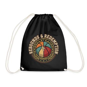 Rebounds And Redemption Christian Basketball - Drawstring Bag - black - Front