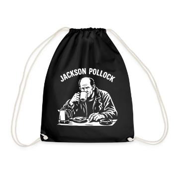 Jakson Pollock Inspired Coffee Portrait Tee - Drawstring Bag - black - Front