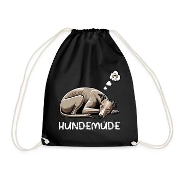 Hundemüde Whippet Windhund Whippets Whippethalter - Turnbeutel - Schwarz - Vorne