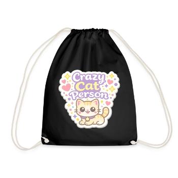 Crazy Cat Person – Pastell Katzenliebe - Turnbeutel - Schwarz - Vorne