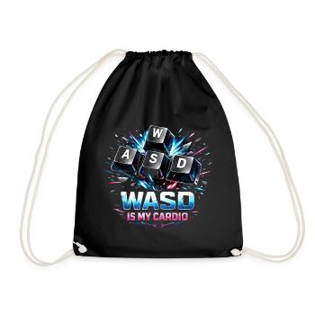 Funny Gaming Keyboard WASD My Cardio Gamer - Drawstring Bag - black - Front