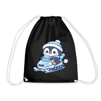 Penguin Snow Sled Magic - Drawstring Bag - black - Front