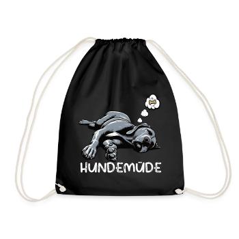 Hundemüde Deutsche Dogge Doggen Doggenbesitzer  - Turnbeutel - Schwarz - Vorne
