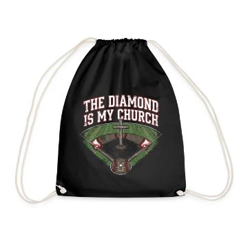 The Diamond Is My Church Christian Baseball - Drawstring Bag - black - Front